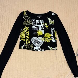 Urban Outfitters UO Fawn Zine Fitted Long Sleeve Graphic Tee Top Print M